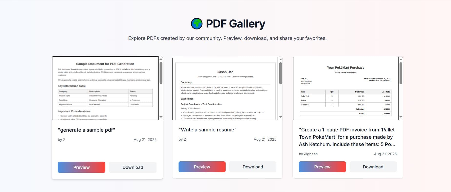 Public PDF Gallery preview