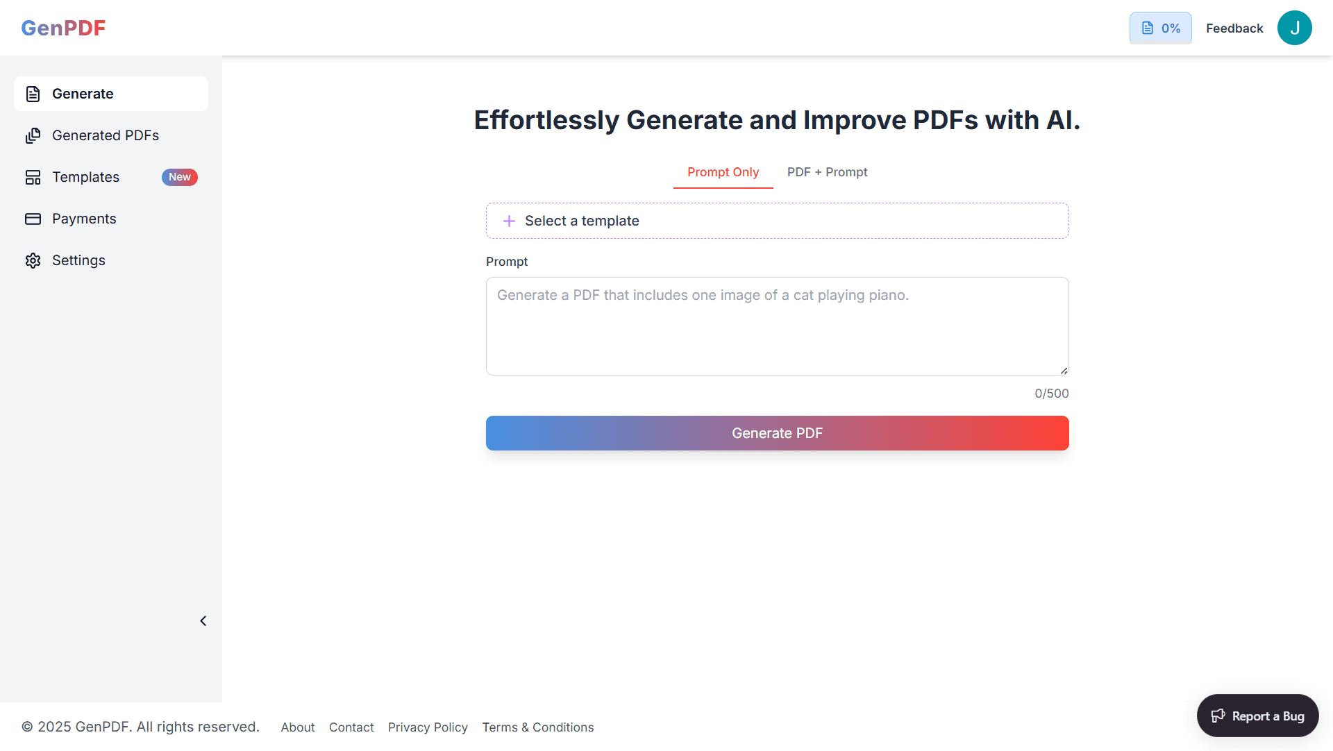 GenPDF interface preview